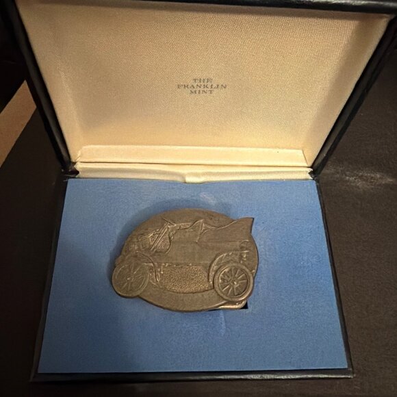 Ford Motor Co 75th Anniversary Buckle Franklin 1978 sterling silver ingot  COA - Picture 1 of 8